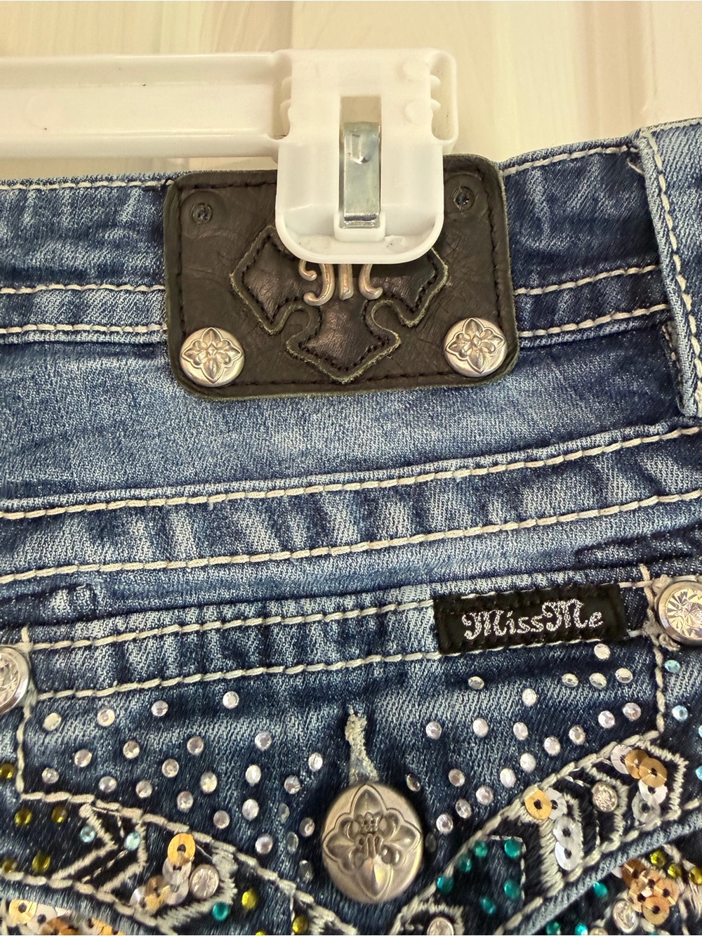 Miss Me Y2K Bling Rhinestone Bootcut Jeans 29 Low Rise  Western Glam McBling - Picture 7 of 15
